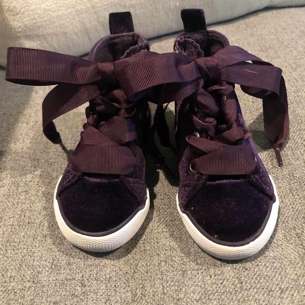 Velvet high-top sneakers